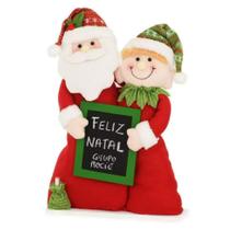 Quadro Negro com Duende e Papai Noel 56x34cm Decoração de Natal Quadro Negro com Duende e Papai Noel 56x34cm Decoração de Natal