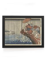 Quadro Nichiren Rezando Na Chuva Utagawa Kuniyoshi 1833-1837