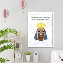 Quadro Nossa Senhora Aparecida Baby 33x24cm Vidro Branca