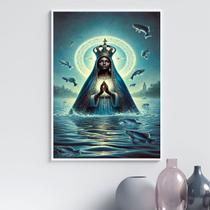 Quadro Nossa Senhora Aparecida - Mar 45x34cm - com vidro