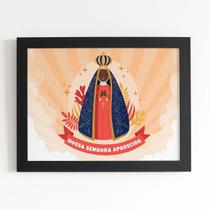 Quadro Nossa Senhora Aparecida Moldura Preta 60x40cm Quadro Nossa Senhora Aparecida Moldura Preta 60x40cm