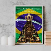 Quadro Nossa Senhora Aparecida Rogai 24X18Cm Vidro Branca