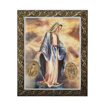 Quadro Nossa Senhora das Graças Medalha Milagrosa Moldura Luxo 75 cm x 55 cm