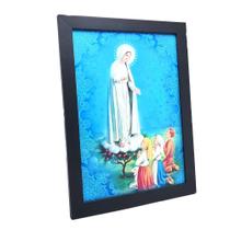Quadro Nossa Senhora de Fátima Moldura Preta Simples Quadro Nossa Senhora de Fátima Moldura Preta Simples