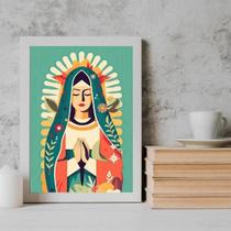 Quadro Nossa Senhora do Carmo 45x34cm - Vidro, Moldura Preta