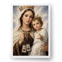 Quadro Nossa Senhora do Carmo Menino Jesus e Escapulário Sagrado 15x21cm