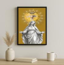 Quadro Nossa Senhora e o Divino Espirito Santo - Ouro 45x34cm - com vidro Cor:Moldura branca