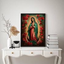 Quadro Nossa Senhora Guadalupe 33x24cm - Madeira Branca