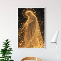 Quadro Nossa Senhora Manto De Luz Dourado 24x18cm - com vidro