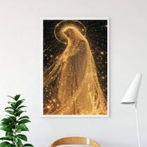 Quadro Nossa Senhora Manto De Luz Dourado 45x34cm - com vidro