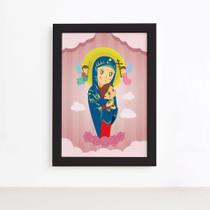 Quadro Nossa Senhora Virgem Maria Moldura Preta 22x32cm Quadro Nossa Senhora Virgem Maria Moldura Preta 22x32cm