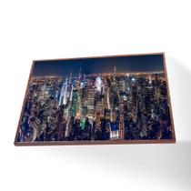 Quadro Nova York Noturno Canvas Com Vidro