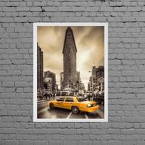 Quadro Nova York Taxi Amarelo 33X24Cm Moldura Preta