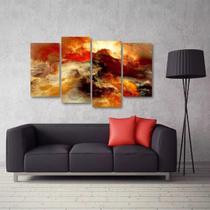 Quadro Nuvem Colorida Sala Escritório Em Tecido 4 Peças 1