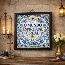 Quadro O Mundo Espiritual é Real 33x33cm Mold Branca Vidro Quadro O Mundo Espiritual é Real 33x33cm Mold Branca Vidro