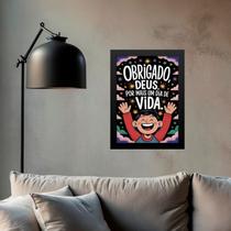 Quadro Obrigado Deus Pela Vida 45x34cm - com vidro