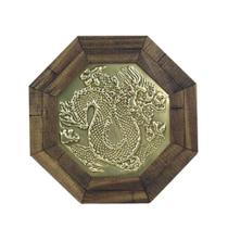 Quadro Oitavado Feng Shui Dragão Madeira Escura - 18 Cm