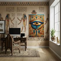 Quadro Olho de Hórus Símbolo Egípcio de Proteção - 70x50cm Quadro Olho de Hórus Símbolo Egípcio de Proteção - 70x50cm