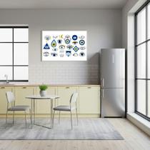 Quadro Olho Grego E Mão De Hamsá-Símbolos Proteção -50X70Cm