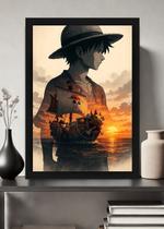 Quadro One Piece Piratas com Vidro e Moldura Preta Tam:A4 Quadro One Piece Piratas com Vidro e Moldura Preta Tam:A4