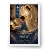 Quadro Oração Anjo da Guarda com Criança Rezando 30x42cm Quadro Oração Anjo da Guarda com Criança Rezando 30x42cm