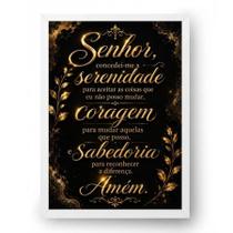 Quadro Oração da Serenidade Preto e Dourado Luxo 15x21cm
