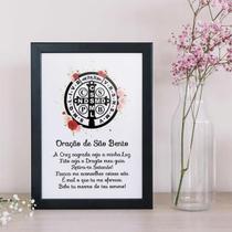 Quadro Oração De São Bento 33X24Cm - Com Vidro Moldura Preta