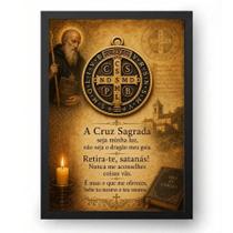 Quadro Oração Medalha de São Bento Clássico Antigo 15x21cm Quadro Oração Medalha de São Bento Clássico Antigo 15x21cm