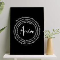 Quadro Oração Pai Nosso Espiral - Preto E Branco 24X18Cm