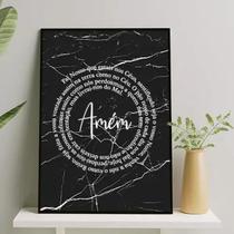 Quadro Oração Pai Nosso Fundo Mármore 24x18cm - com vidro