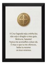 Quadro Oração São Bento Em Português Com A Medalha 15x21cm