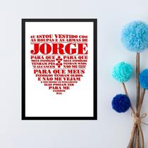 Quadro Oração São Jorge - Escudo Vermelho 24x18cm - com vidro