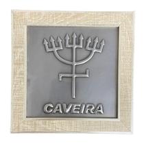 Quadro Orixá Exú Caveira Aço e Madeira Carvalho 16,5x16,5cm