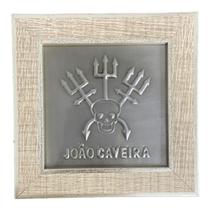 Quadro Orixá Exú Jõao Caveira Madeira Carvalho 13 x13 cm