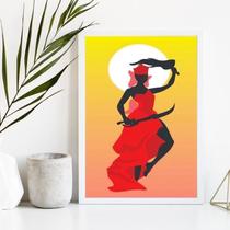 Quadro Orixá Iansã Candomblé 33x24cm - Vidro e Madeira Preta Quadro Orixá Iansã Candomblé 33x24cm - Vidro e Madeira Preta