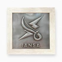 Quadro Orixá Iansã Em Aço e Madeira Carvalho 17x17cm