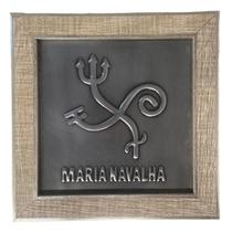 Quadro Orixá Maria Navalha Aço e Madeira Carvalho 16,5 x16,5 cm Quadro Orixá Maria Navalha Aço e Madeira Carvalho 16,5 x16,5 cm