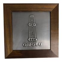 Quadro Orixá Omolú Em Aço e Madeira Imbuia 18x18cm