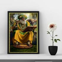 Quadro Orixá Orunmila Orula Orunla-ifá 24x18cm - com vidro