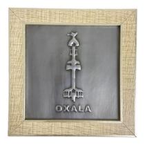 Quadro Orixá Oxalá Em Aço e Madeira Carvalho 16,5x16,5cm