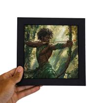 Quadro Orixa Oxossi Moldura Preta 18 x 18 cm