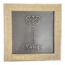 Quadro Orixá Xangô 1M Em Aço e Madeira Carvalho 16,5x16,5cm