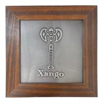 Quadro Orixá Xangô 1M Em Aço e Madeira Imbuia 18 x18 cm Quadro Orixá Xangô 1M Em Aço e Madeira Imbuia 18 x18 cm