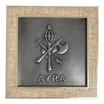 Quadro Orixá Xangô Ayrá Aço e Madeira Carvalho 17x17cm Quadro Orixá Xangô Ayrá Aço e Madeira Carvalho 17x17cm