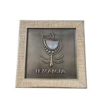 Quadro Orixá Yemanjá Em Aço e Madeira Carvalho 17x17cm