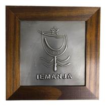 Quadro Orixá Yemanjá Em Aço E Madeira Imbuia 18X18 Cm