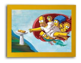 Quadro Os Simpsons Arte Clássica Moldura Amarela