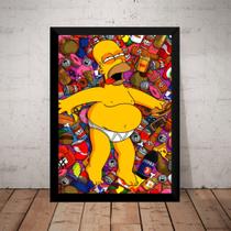 Quadro Os Simpsons Homer Bebidas Arte Poster Moldurado
