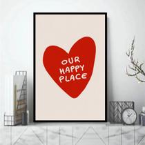 Quadro Our Happy Place - Coração 24x18cm - com vidro