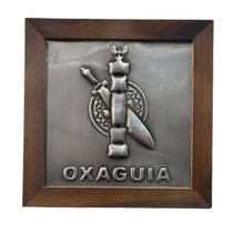 Quadro Oxaguiã Madeira Imbuia e Metal 16 x16 cm